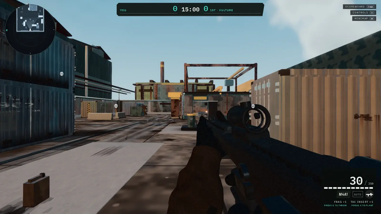 First-person view of Cast Yard during a practice match