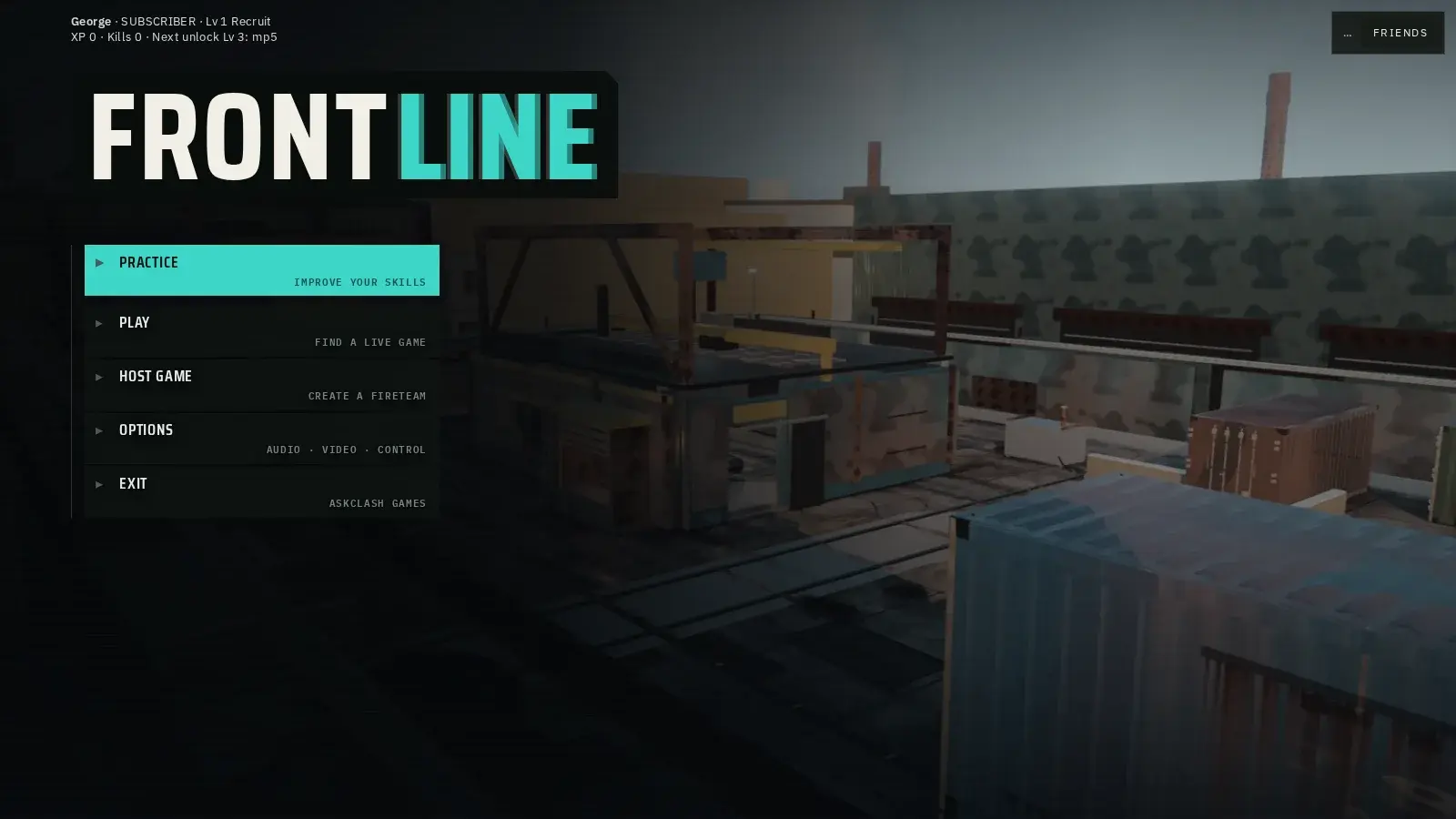 The Front Line main menu with Host Game selected