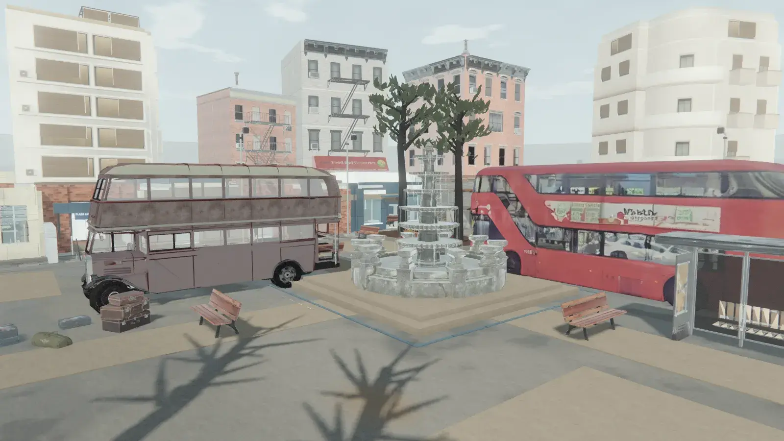 Plaza Cut — City plaza, establishing view