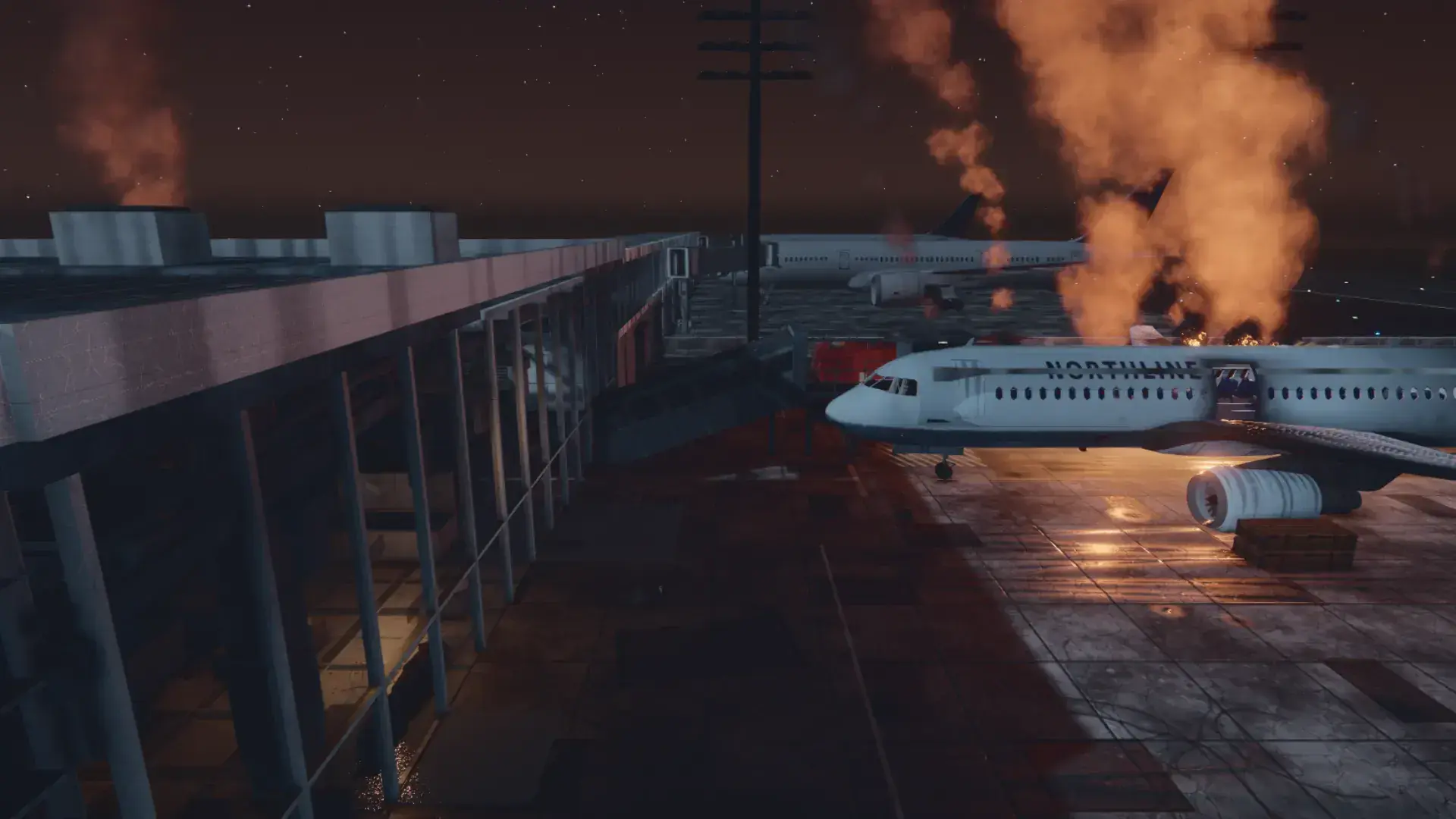 Airside — Airport under siege at night